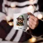 Taza Personalizada con perros navideños y nombre_luna
