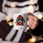 Taza Personalizada con perros navideños y nombre_Simba