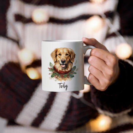 Taza Personalizada con perros navideños y nombre_Toby