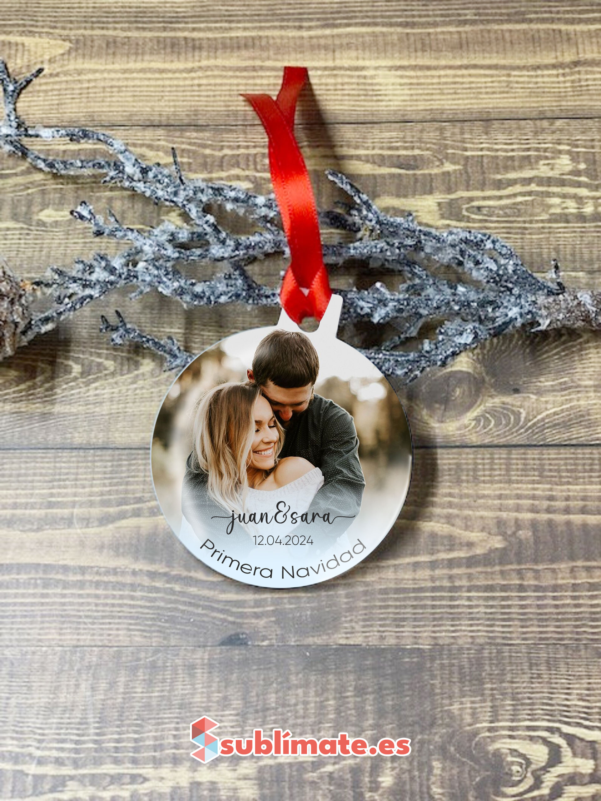 Adorno de Navidad acrílico con foto PAREJAS