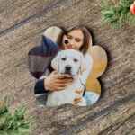 adorno de Navidad de acrílico con forma de huella_Labrador
