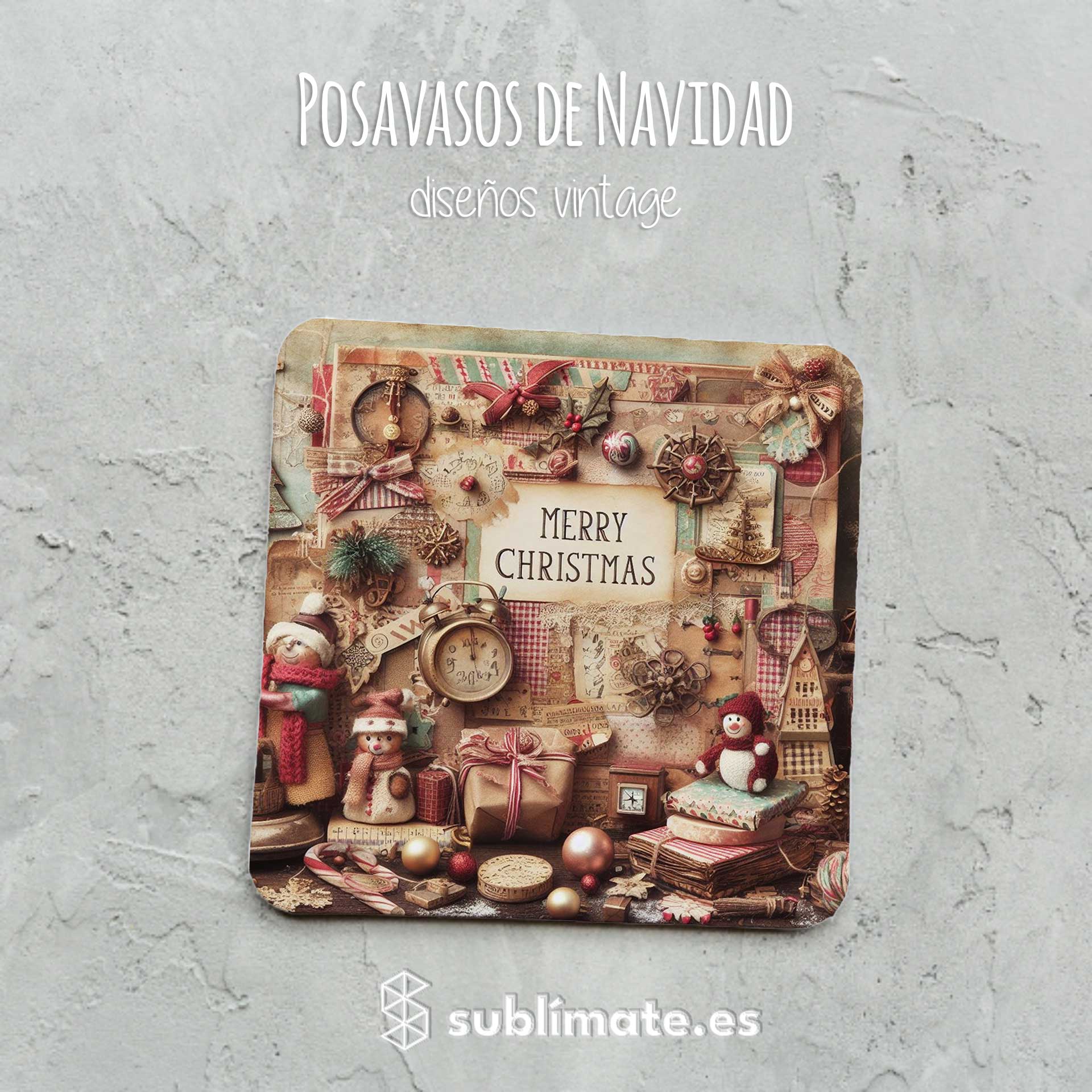 Posavasos Merry Christmas Vintage_4