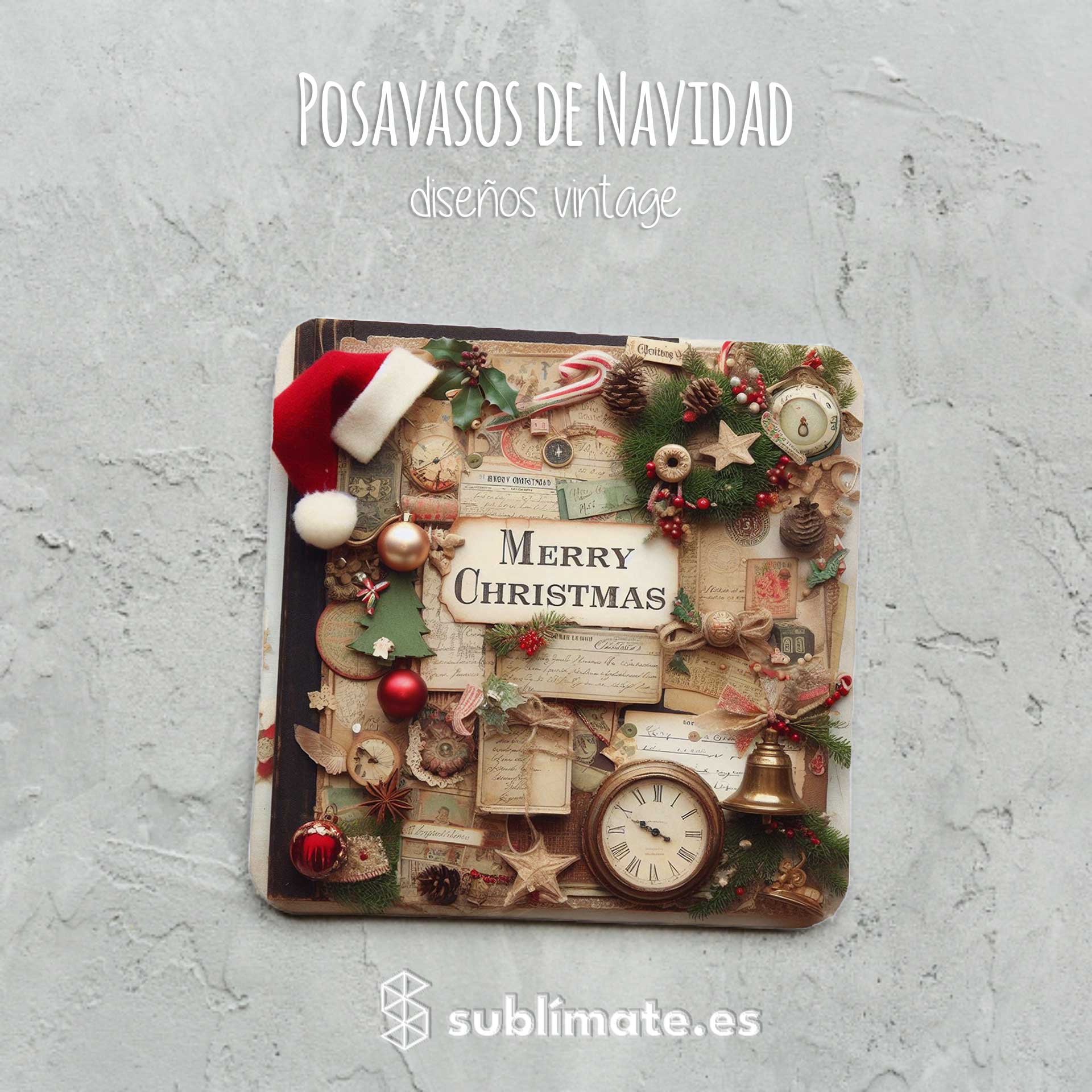 Posavasos Merry Christmas Vintage_6