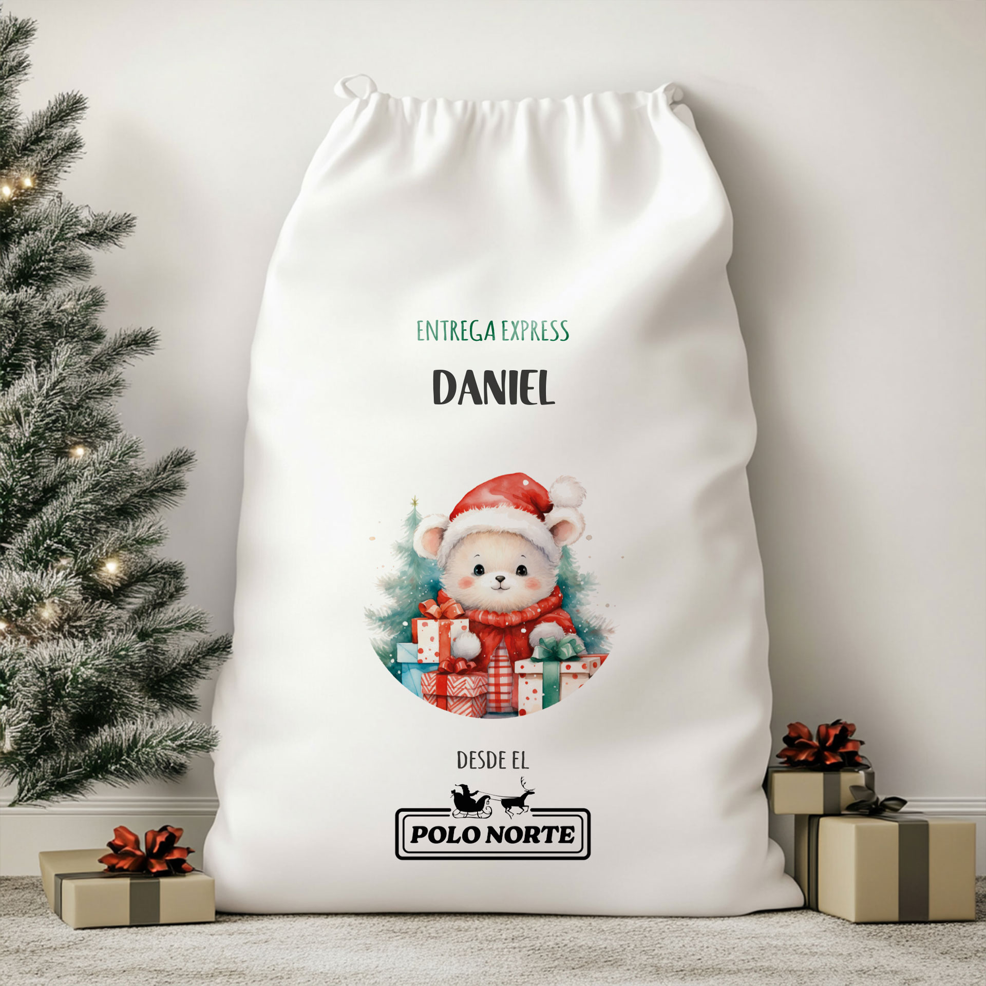 Saco de Regalos Navidad personalizados_Osito