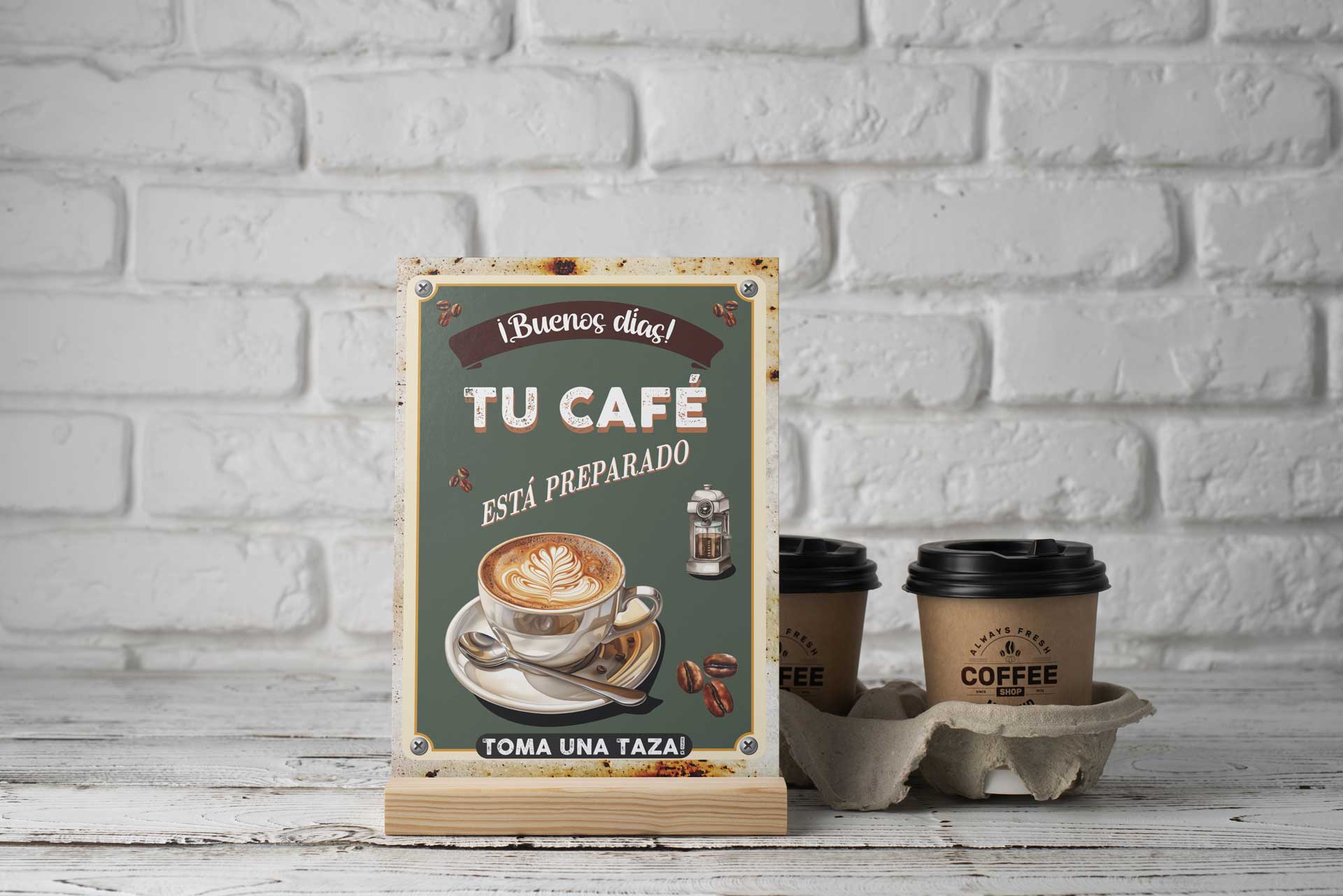 Cartel Tu Café personalizable