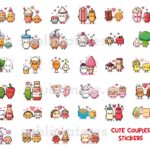 34 cute couple kawaii stickers