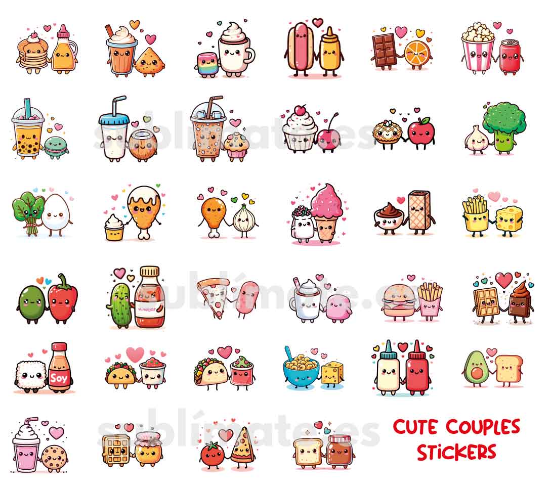 34 cute couple kawaii stickers