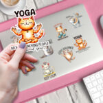 cute yoga cat stickers