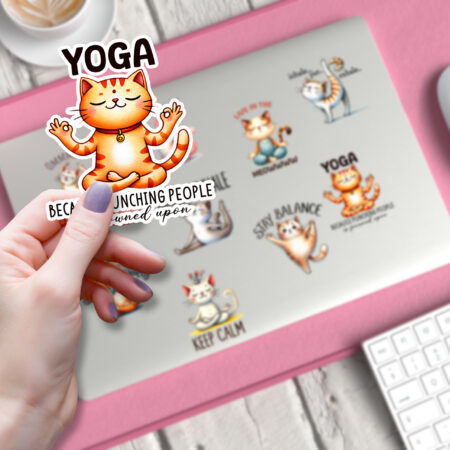 cute yoga cat stickers