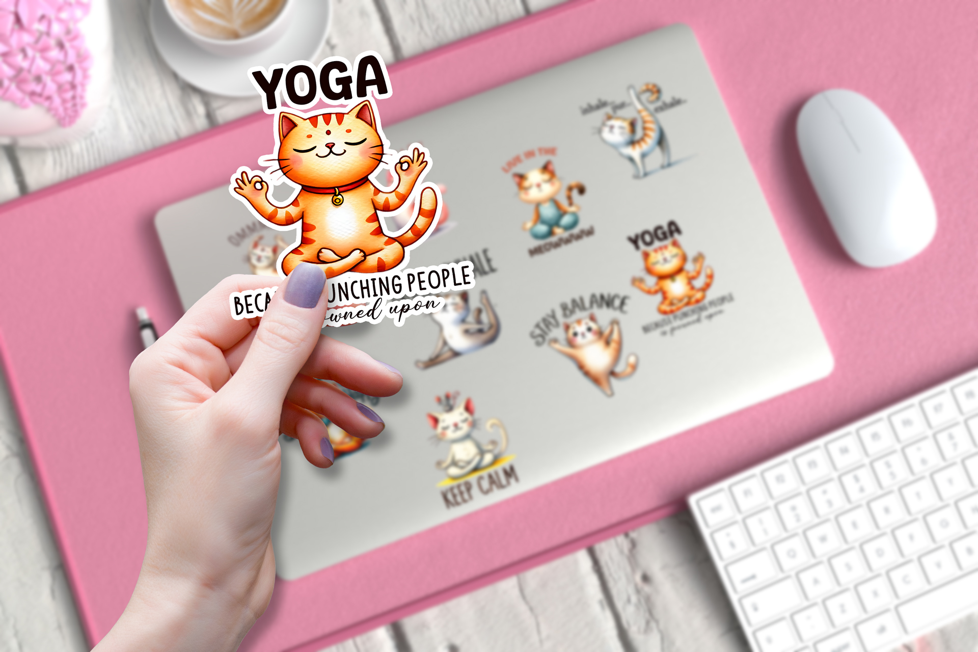 cute yoga cat stickers