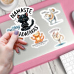 cute yoga cat stickers