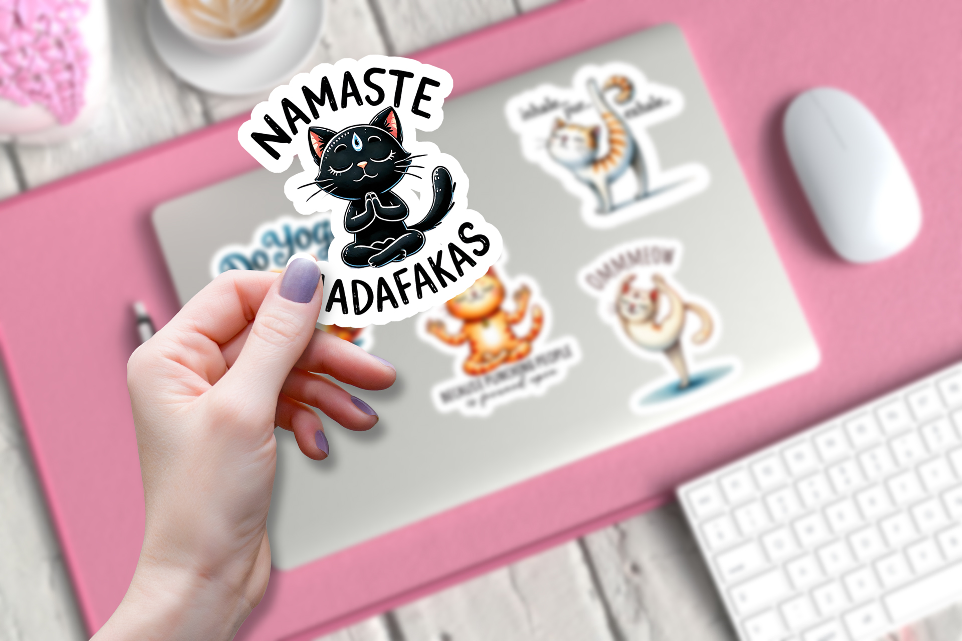 cute yoga cat stickers