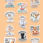 20 cute yoga cat stickers