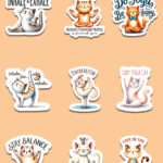 20 cute yoga cat stickers