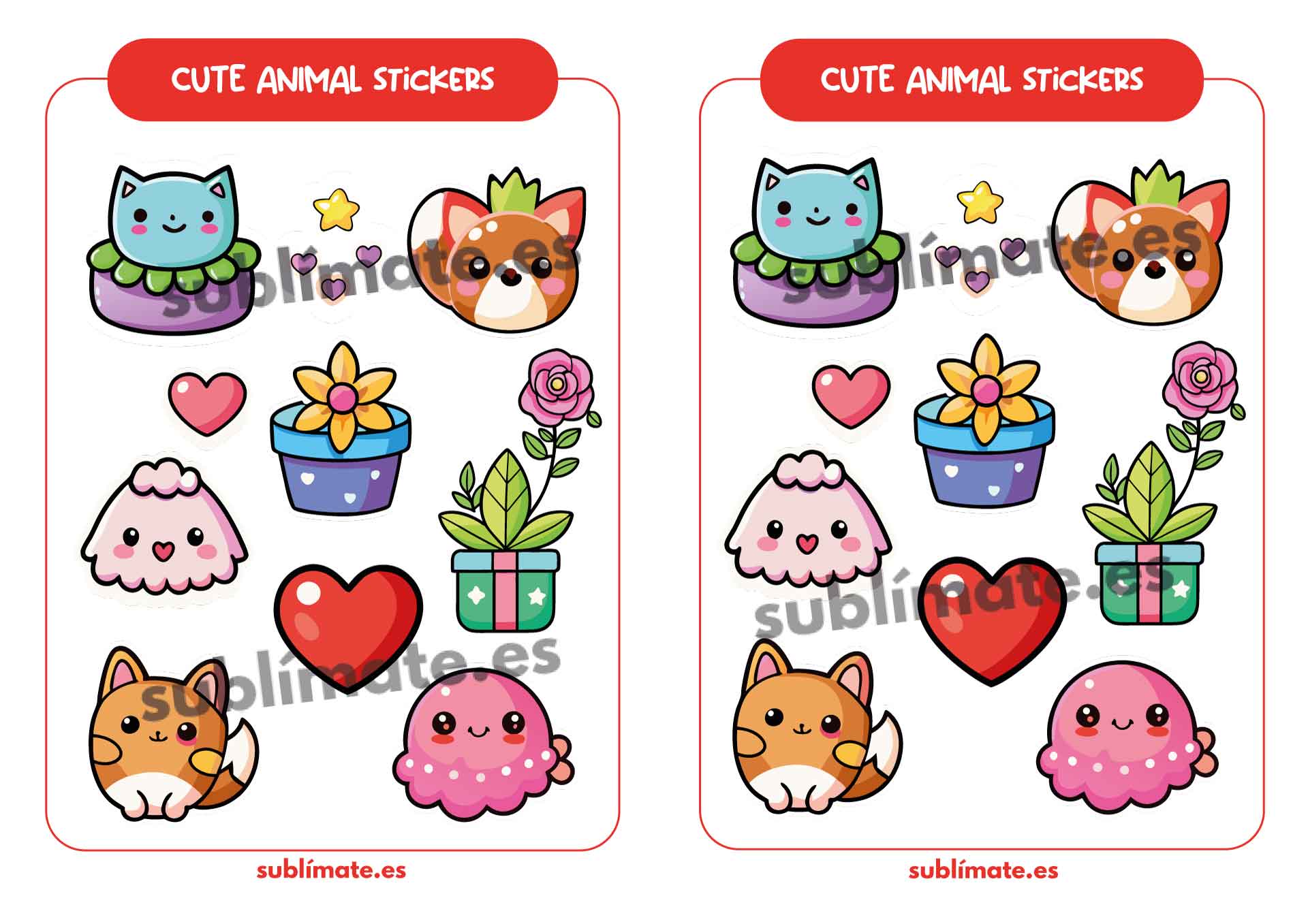 Pegatinas divertidas estilo kawaii | Stickers Cute Animals