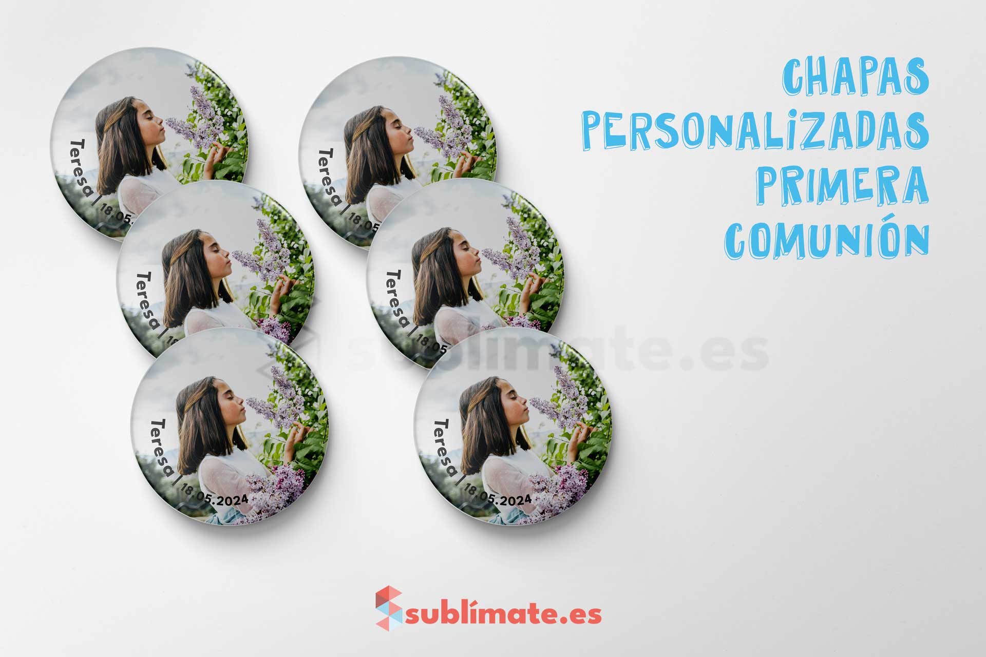 chapas personalizadas primera comunión con foto