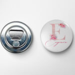 Taza personalizada + Chapa iman nevera con inicial 4