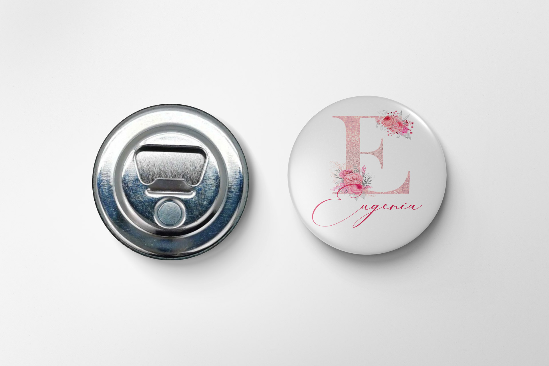 Taza personalizada + Chapa iman nevera con inicial 4