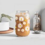 vaso vidrio margaritas