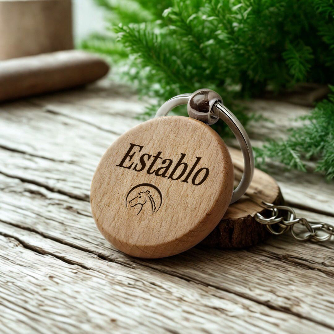 llaveros de madera redondos personalizados Establo