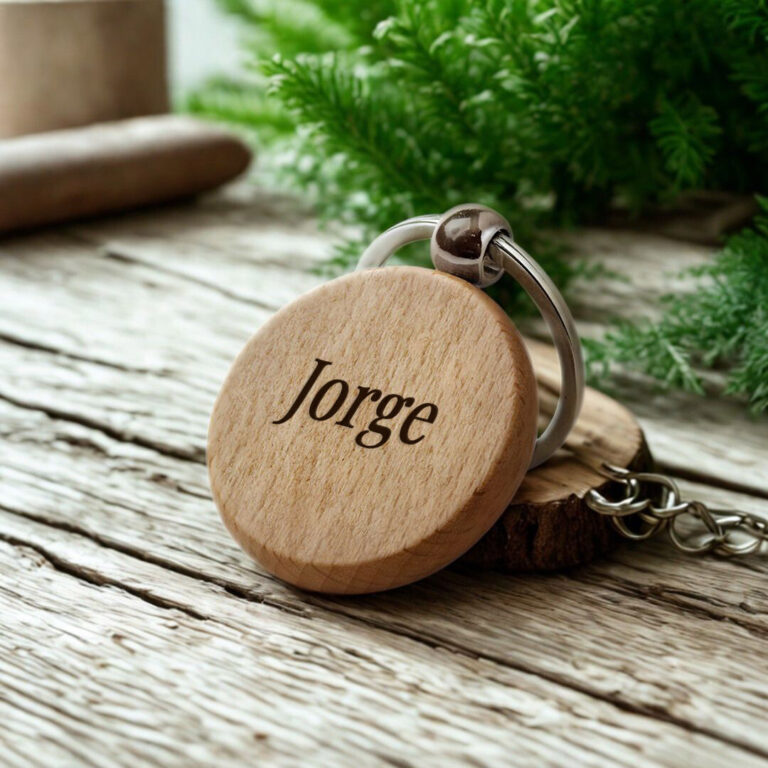 llaveros de madera redondos personalizados Nombre