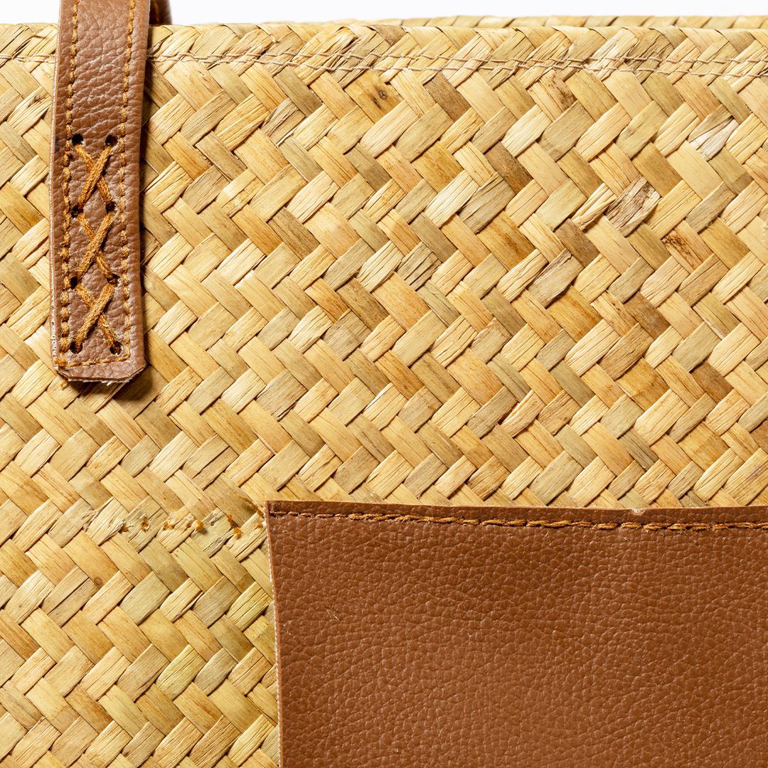 bolsa de paja y polipiel personalizada