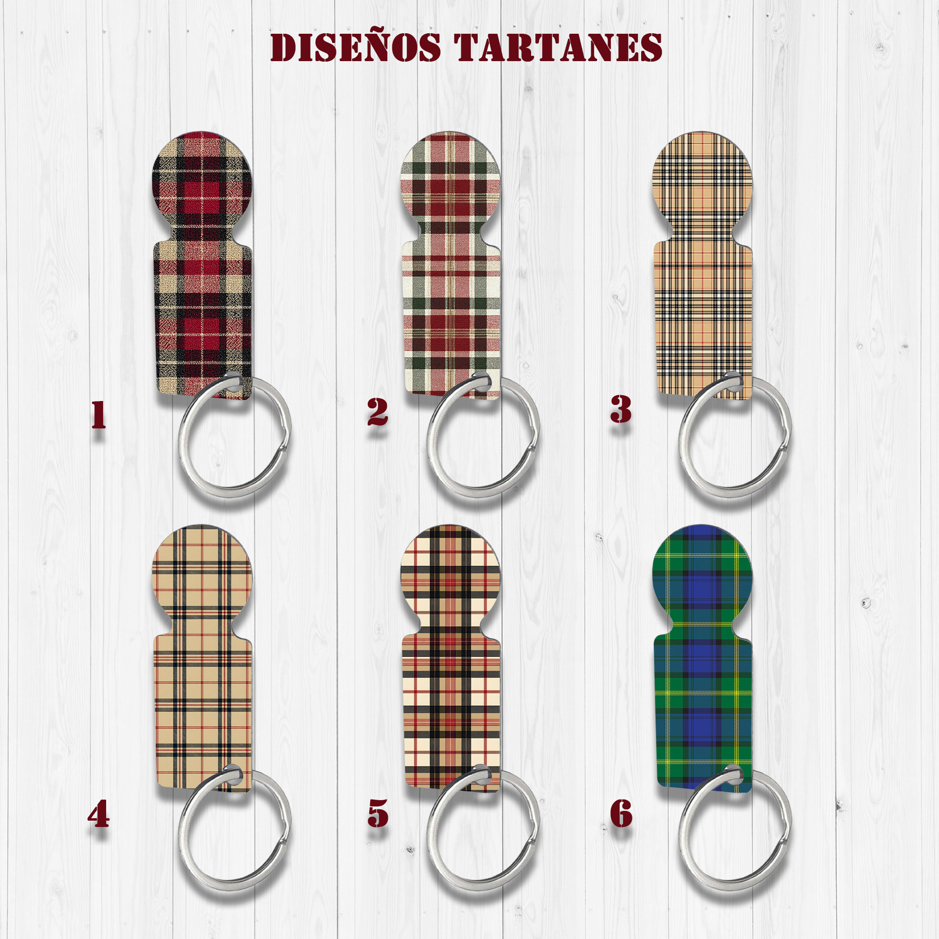 Diseños Llavero moneda tartán aluminio