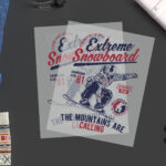 diseño snowboard retro png