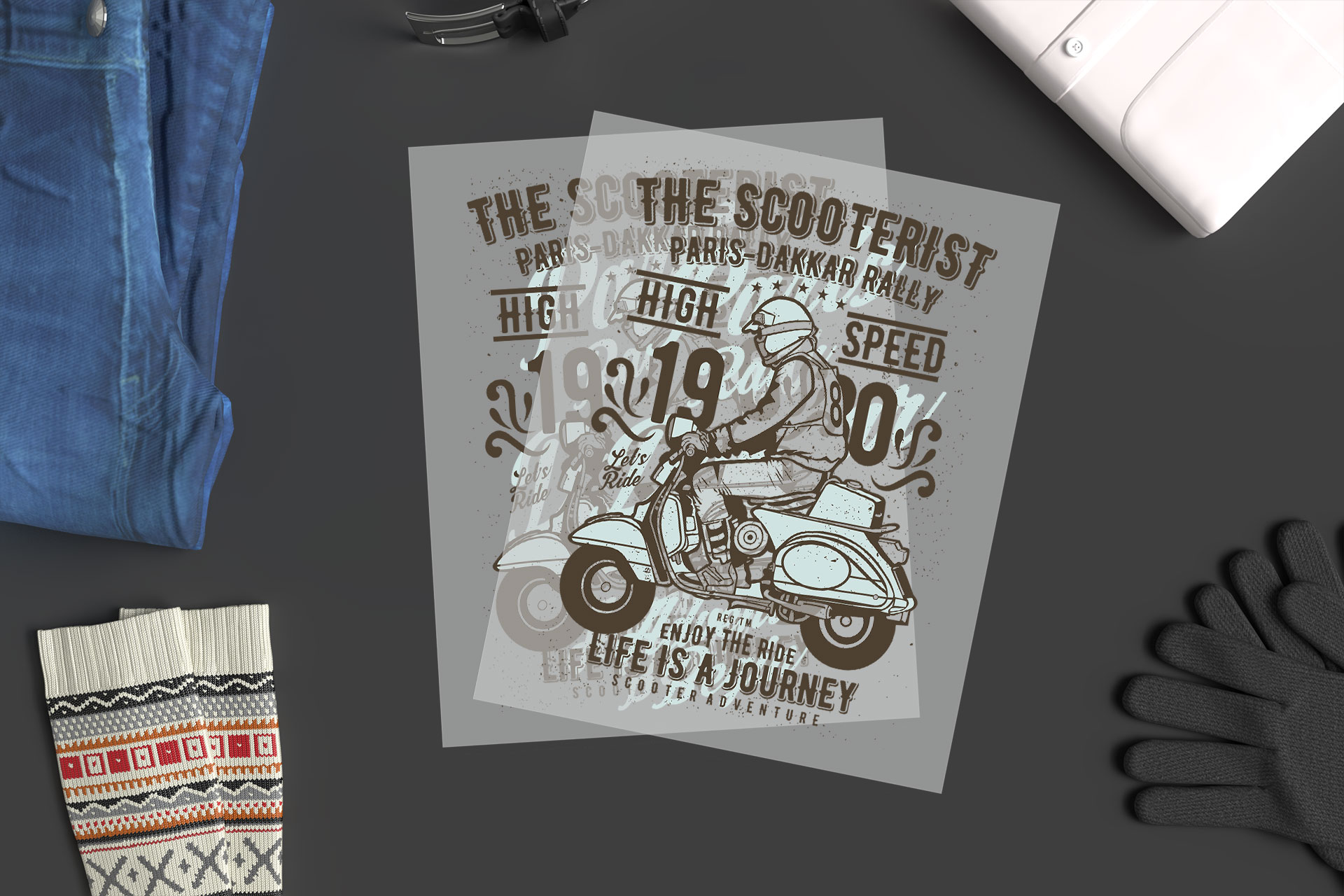 Diseño scooter vintage png