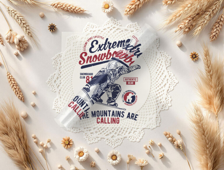 diseño snowboard retro png