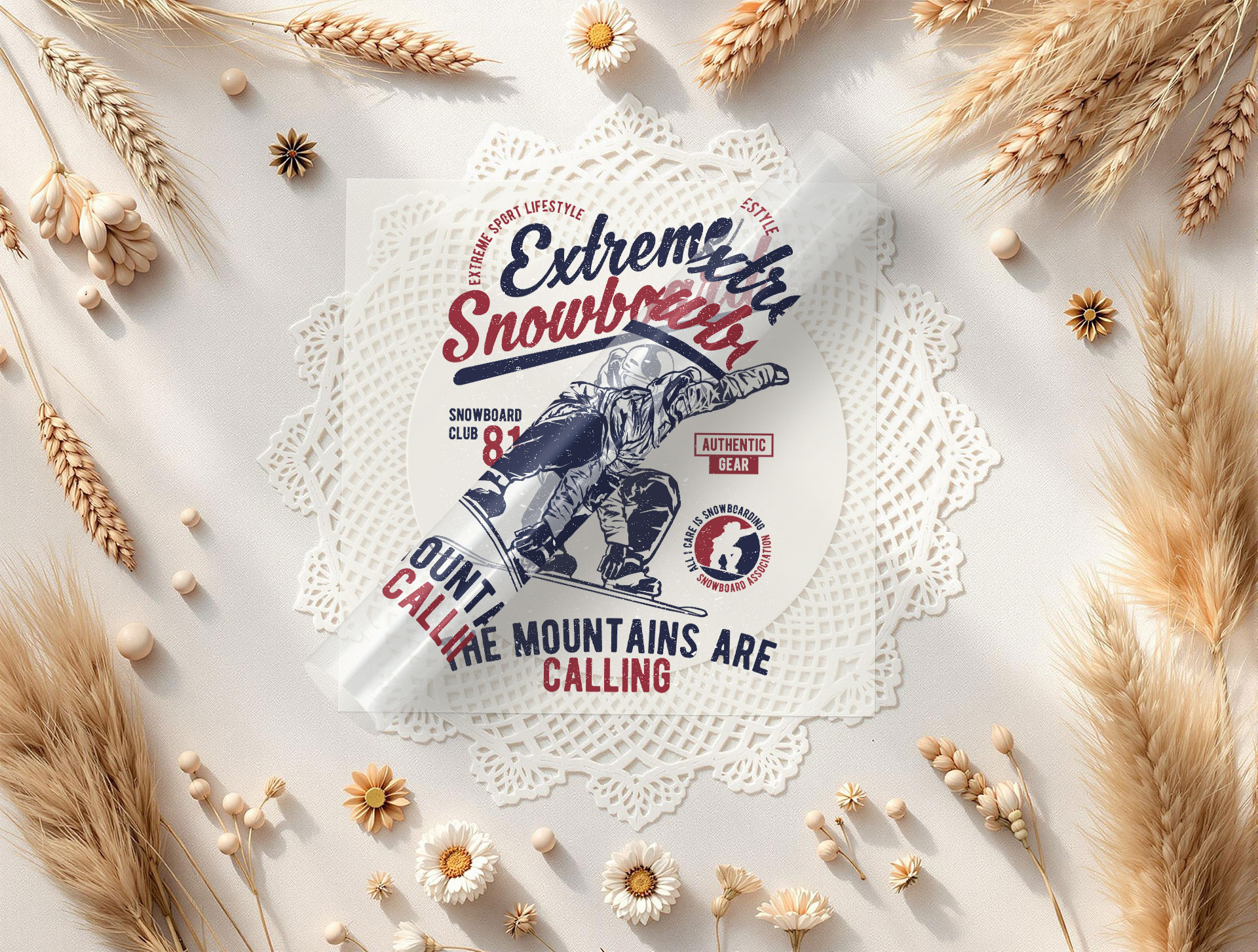 diseño snowboard retro png