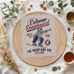 diseño snowboard retro png