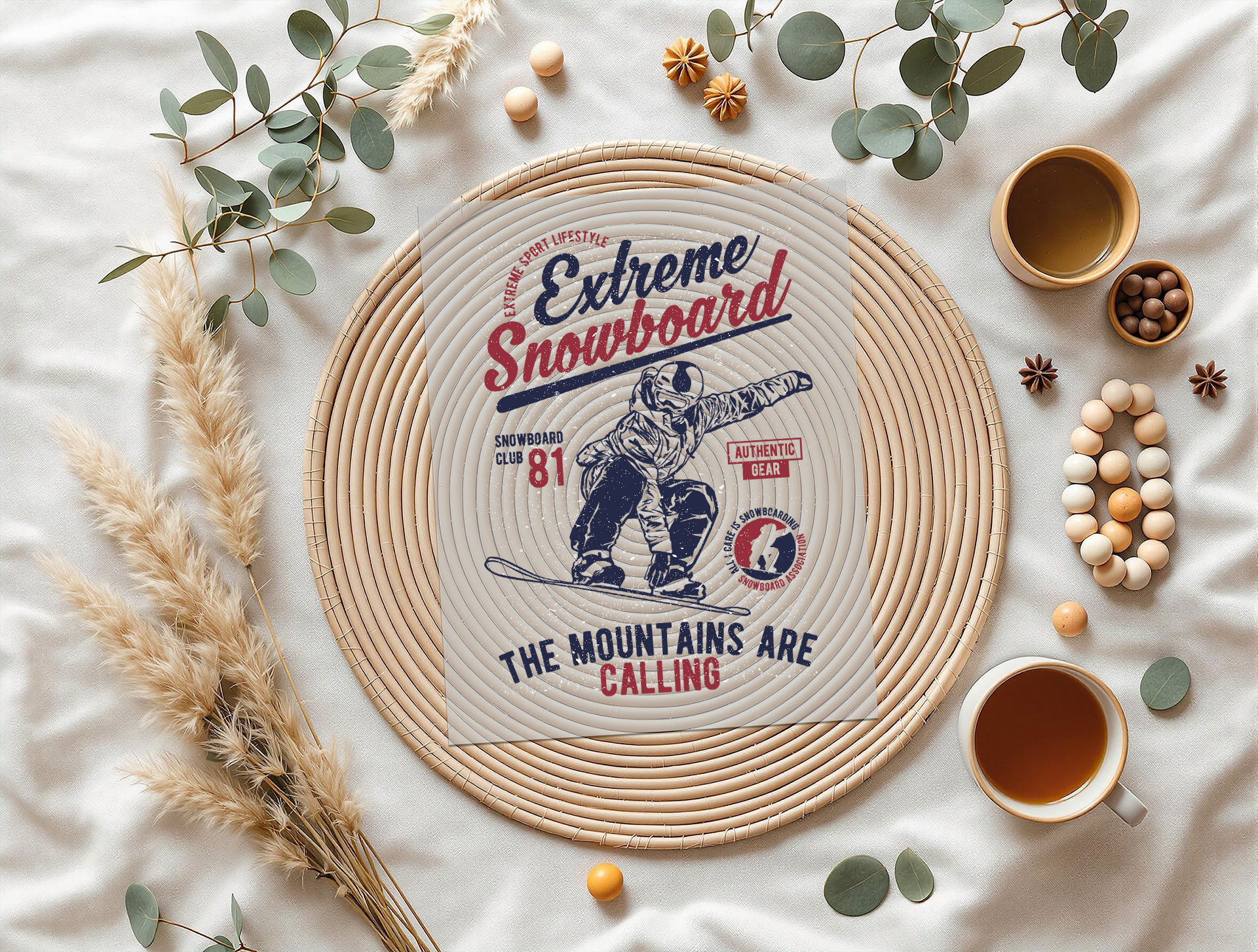 diseño snowboard retro png