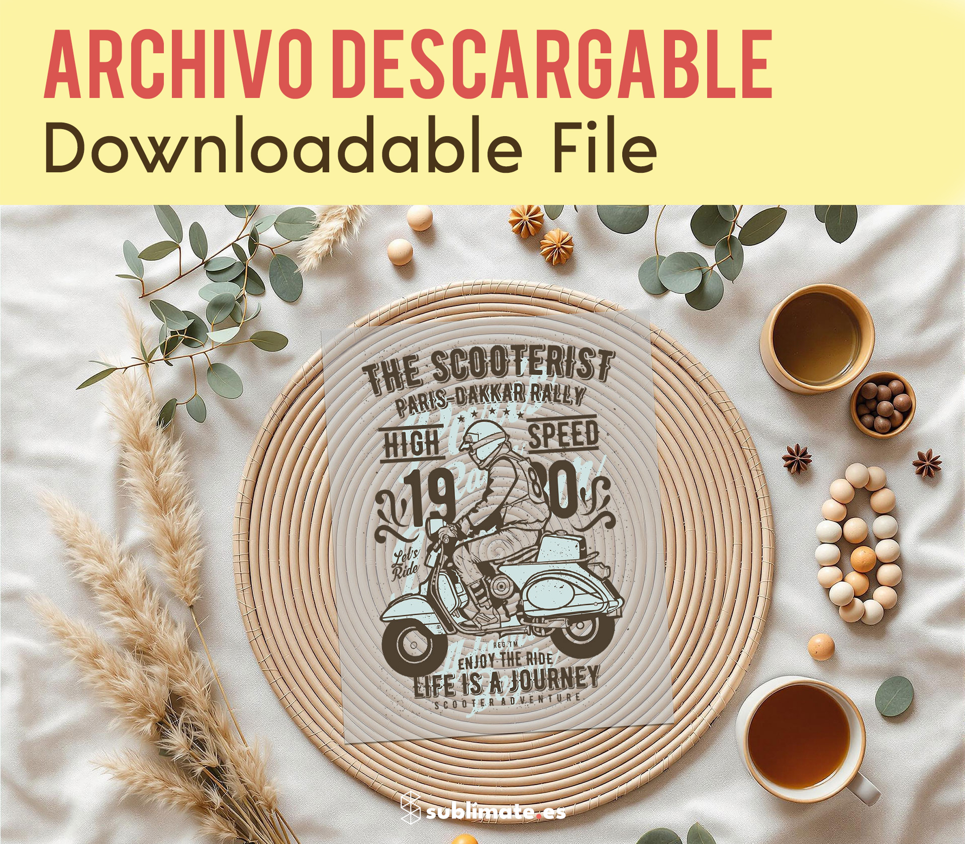 Diseño scooter vintage png