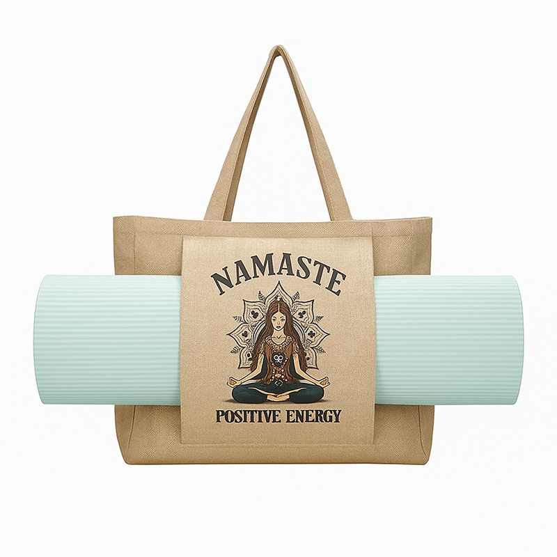 Tote bag yoga de lino personalizado