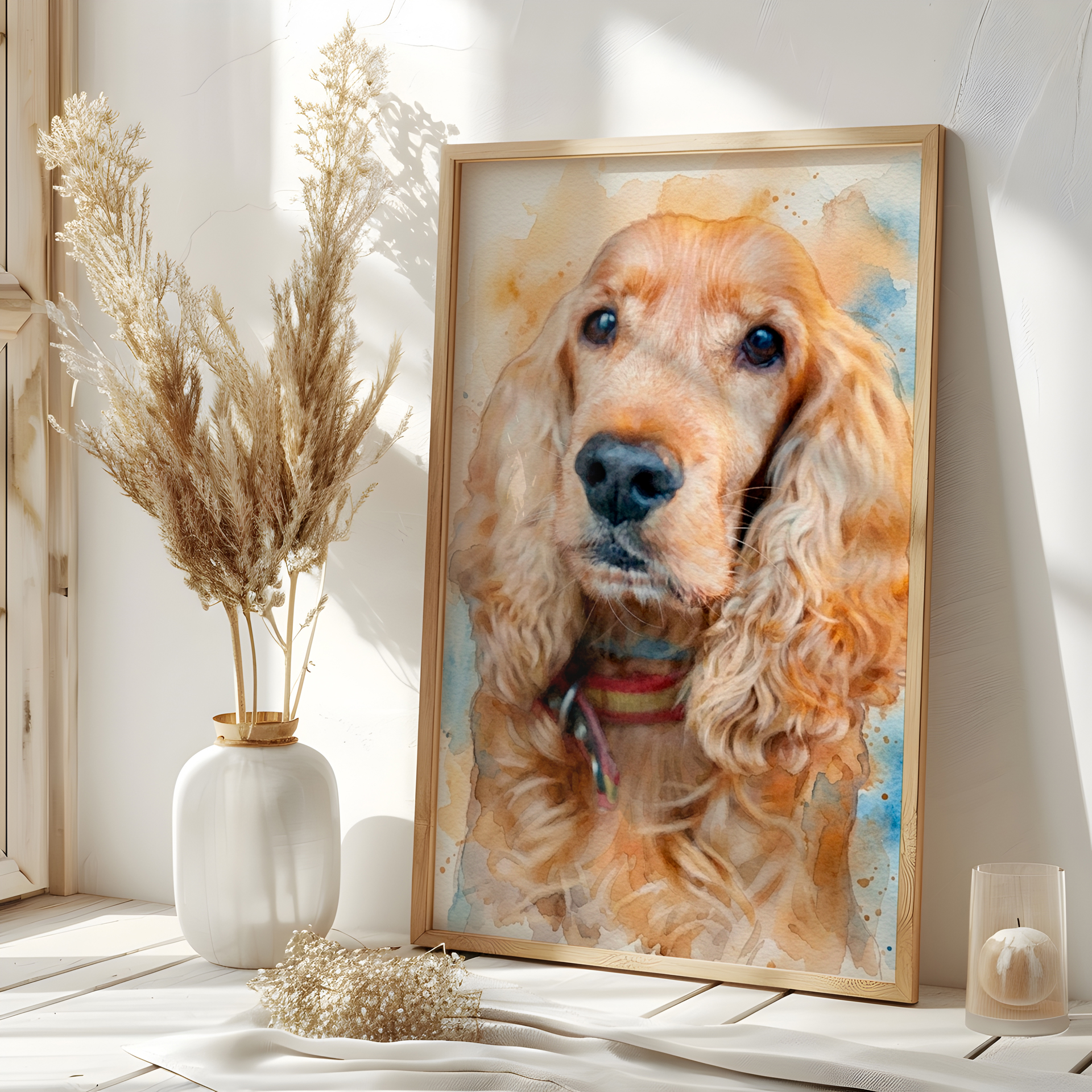 Póster de mascota en acuarela personalizado